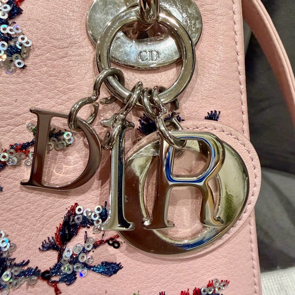 Mini Lady Dior Pink Embroidered Sequin Flowers shoulder Bag Christian Dior - Picture 8 of 17